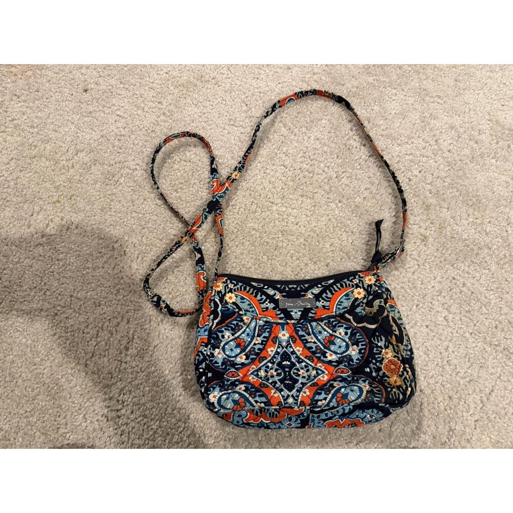 Vera Bradley Little Crossbody Bag Marrakesh Floral Blue Orange White Small